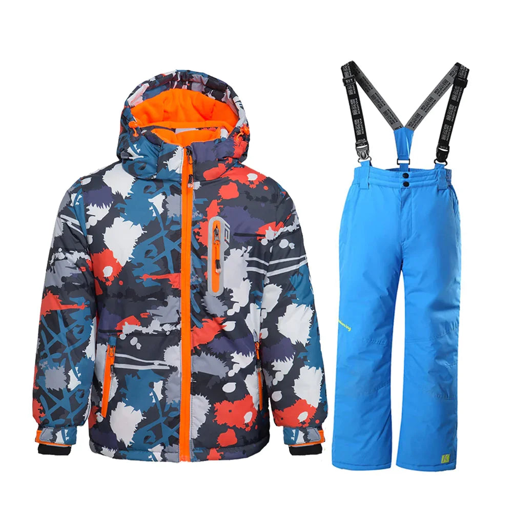 Blue Hooded Insulated Ski Suit C5334