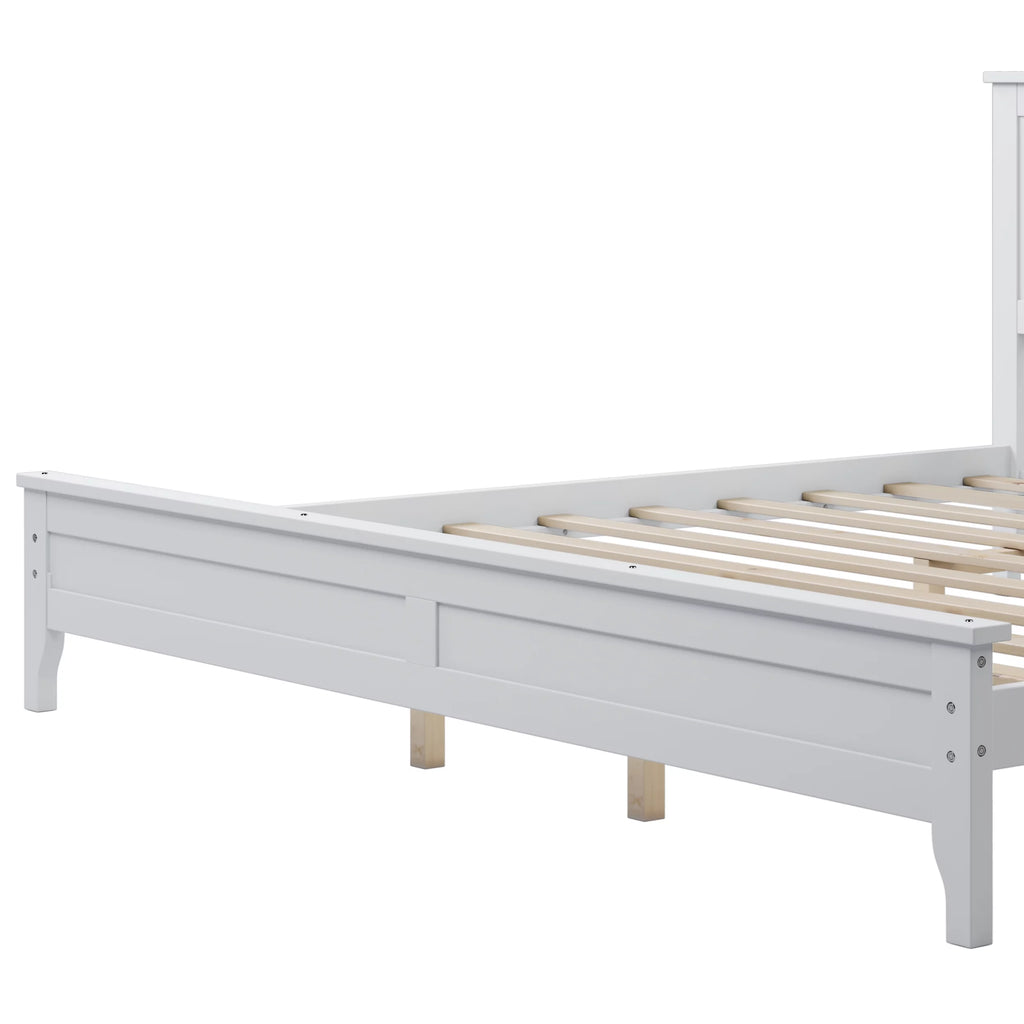 Modern White Solid Wood King Platform Bed Y7922