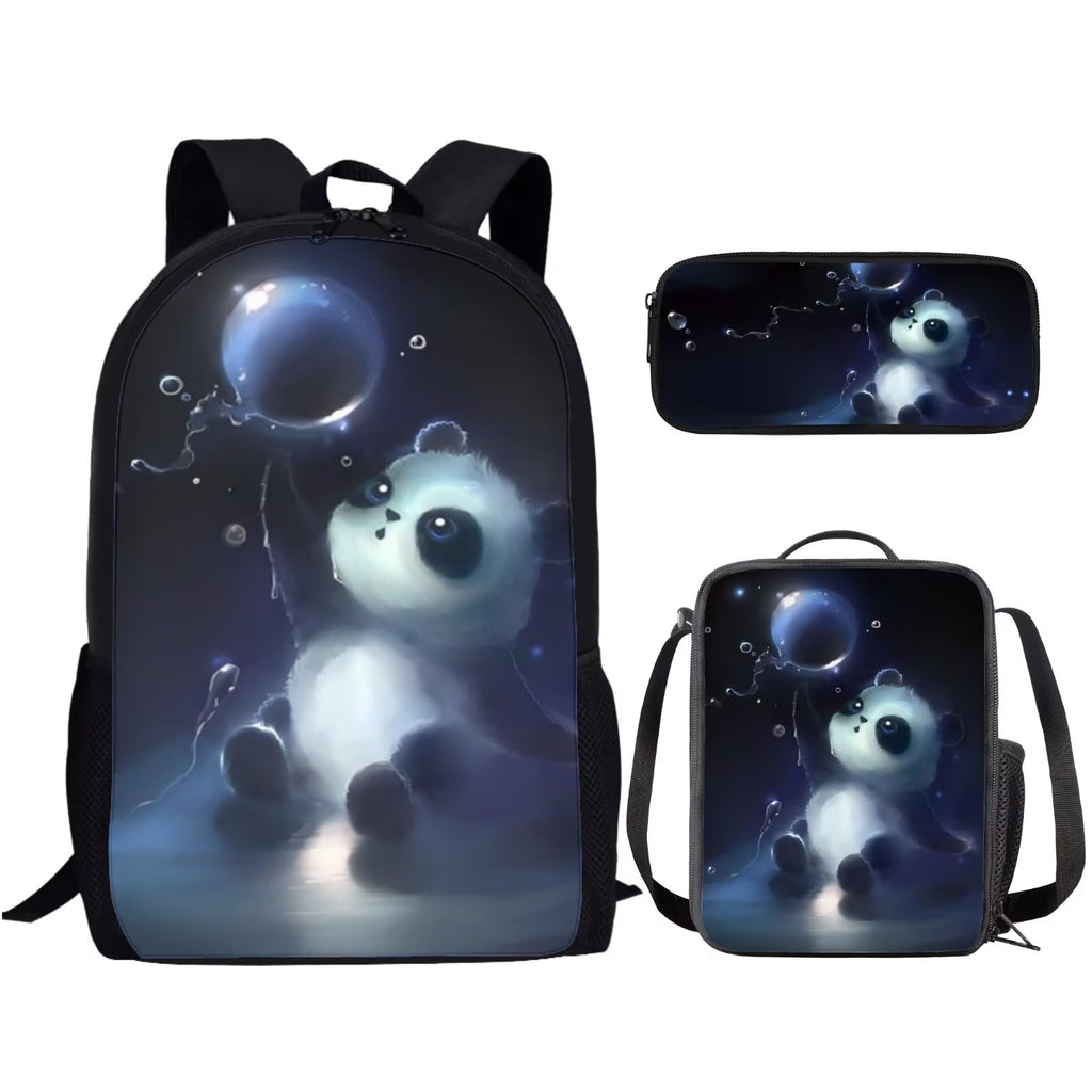 Panda Backpack Set with Lunch Bag and Pencil Case, 3-Pieces I220
