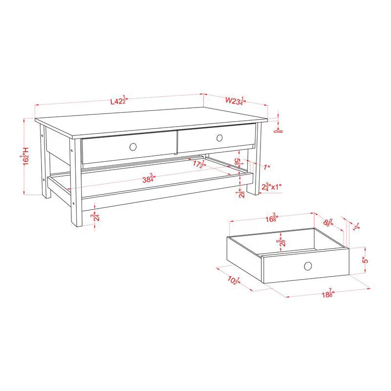 3-Piece Wood Coffee Table Set in Gray H304573