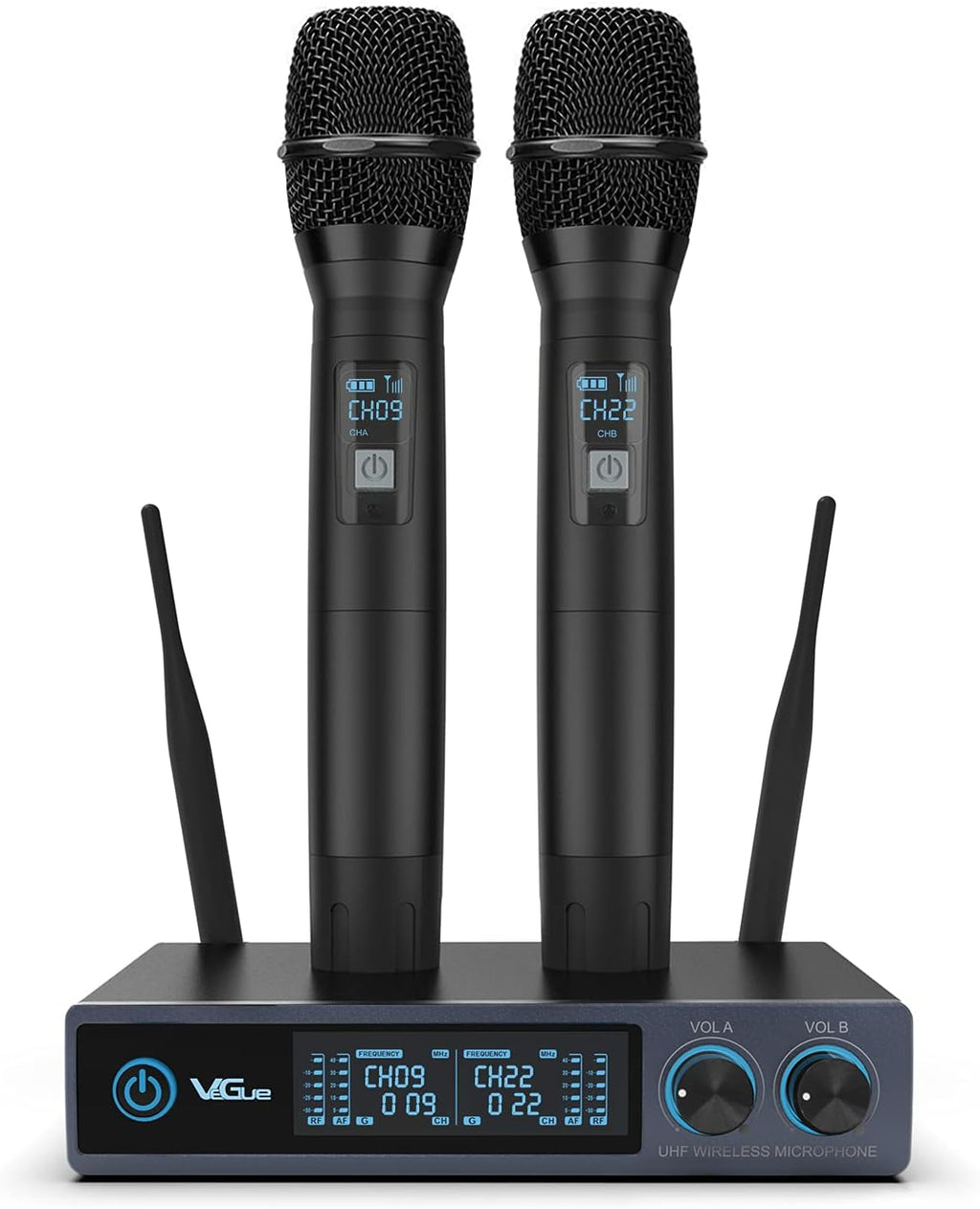 Wireless Microphone System, Metal Dual UHF Cordless Dynamic Mic Handheld Q4510