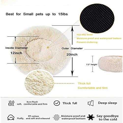 Washable Soft Plush Donut Cat and Dog Bed E569225