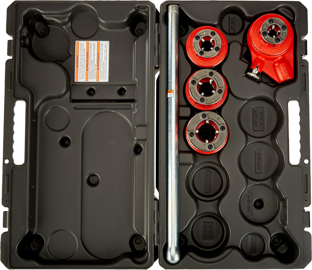Ratchet Threader Set, 1/2-Inch to 1-1/4-Inch NPT Pipe Threading Dies and Manual Ratcheting Pipe Threader with Carrying Case U712091
