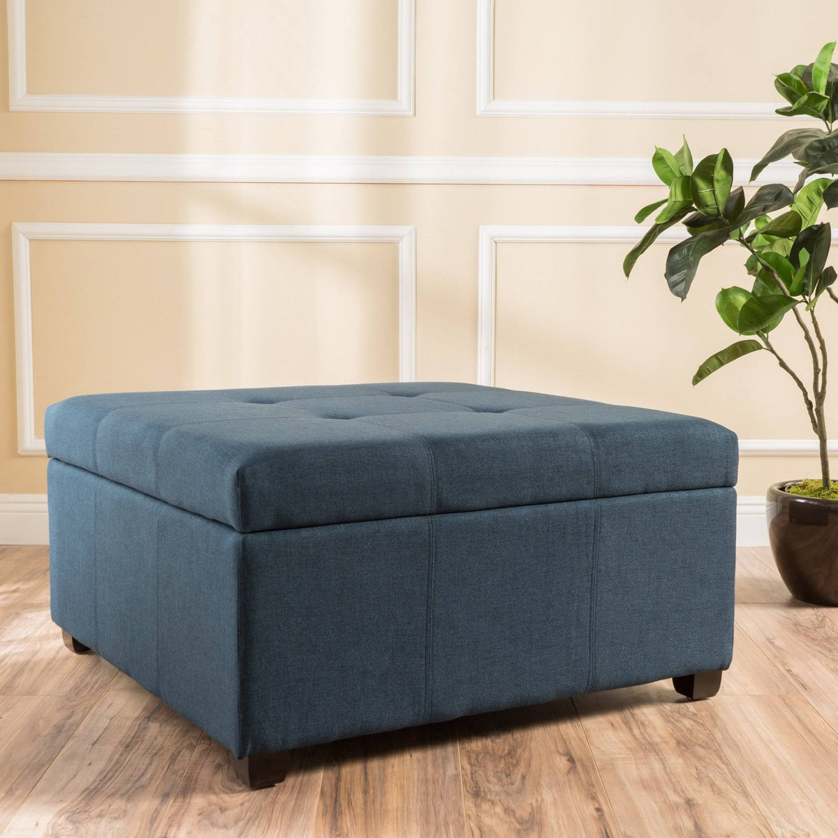 Dark Gray Fabric Storage Ottoman F839