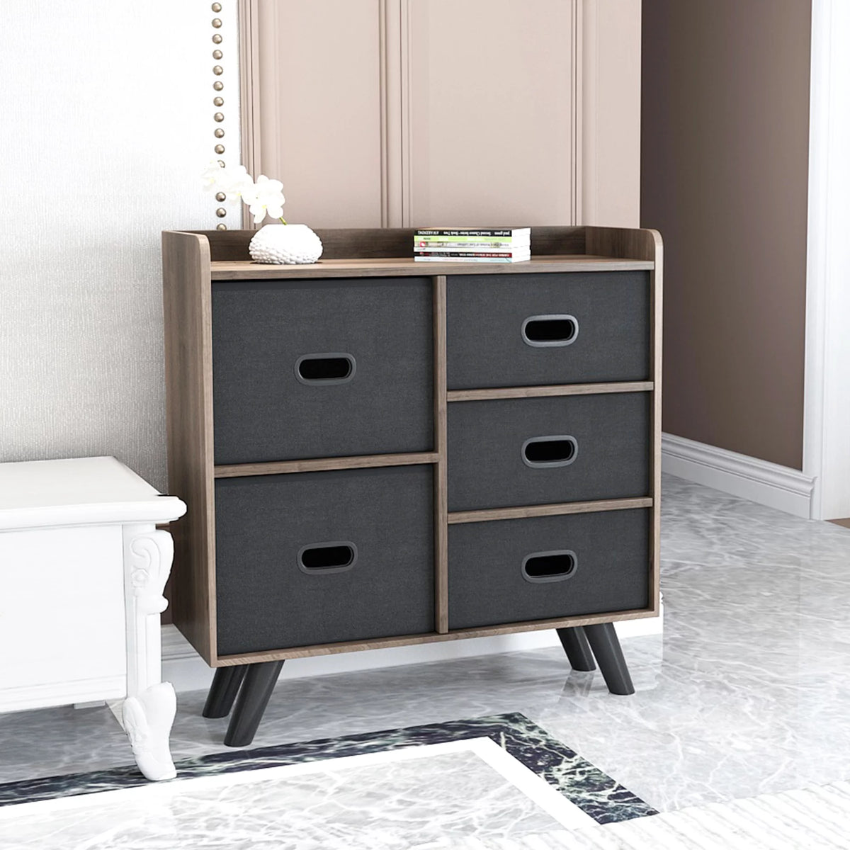 5 Drawer Fabric Dresser Organizer Cabinet T24001