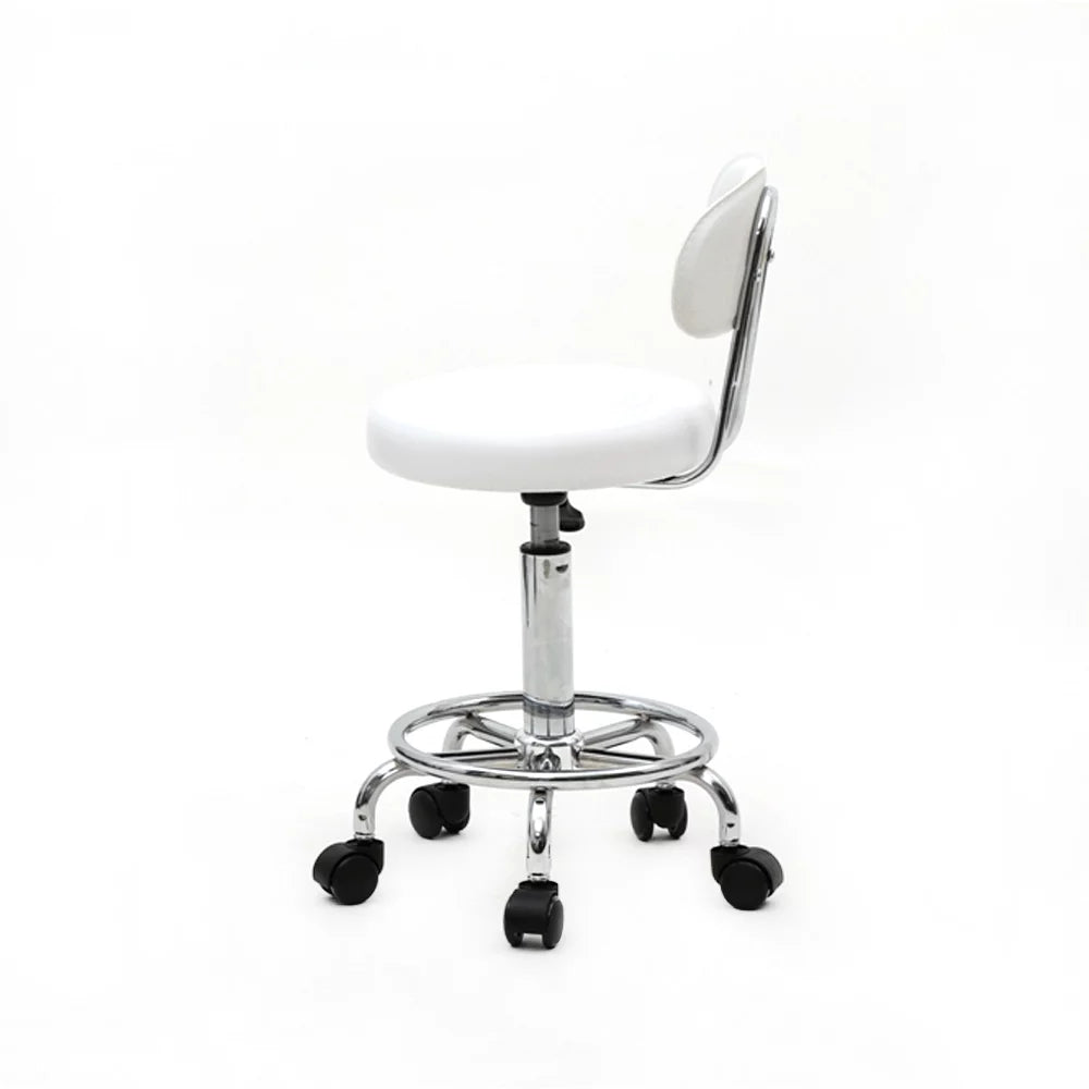 White Adjustable PU Leather Rolling Stool I106321