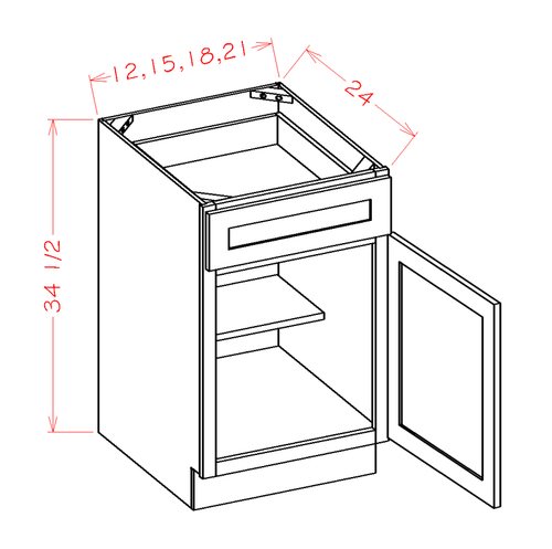1 Door 1 Drawer 1 Shelf Base Cabinet High-Density Fiberboard S831