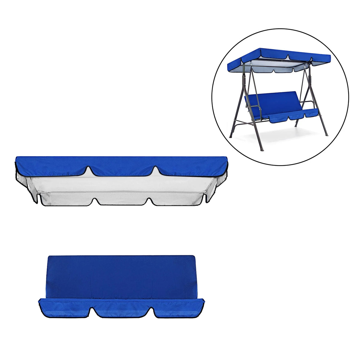 Blue Patio Swing Cushion Set for 3 Seater Swing Chairs U57597