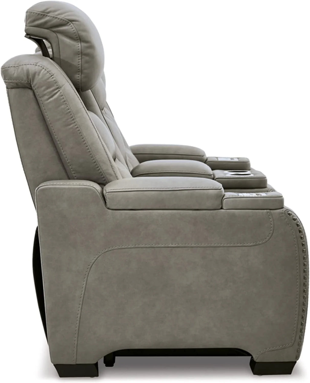Gray Leather Power Reclining Loveseat R215543