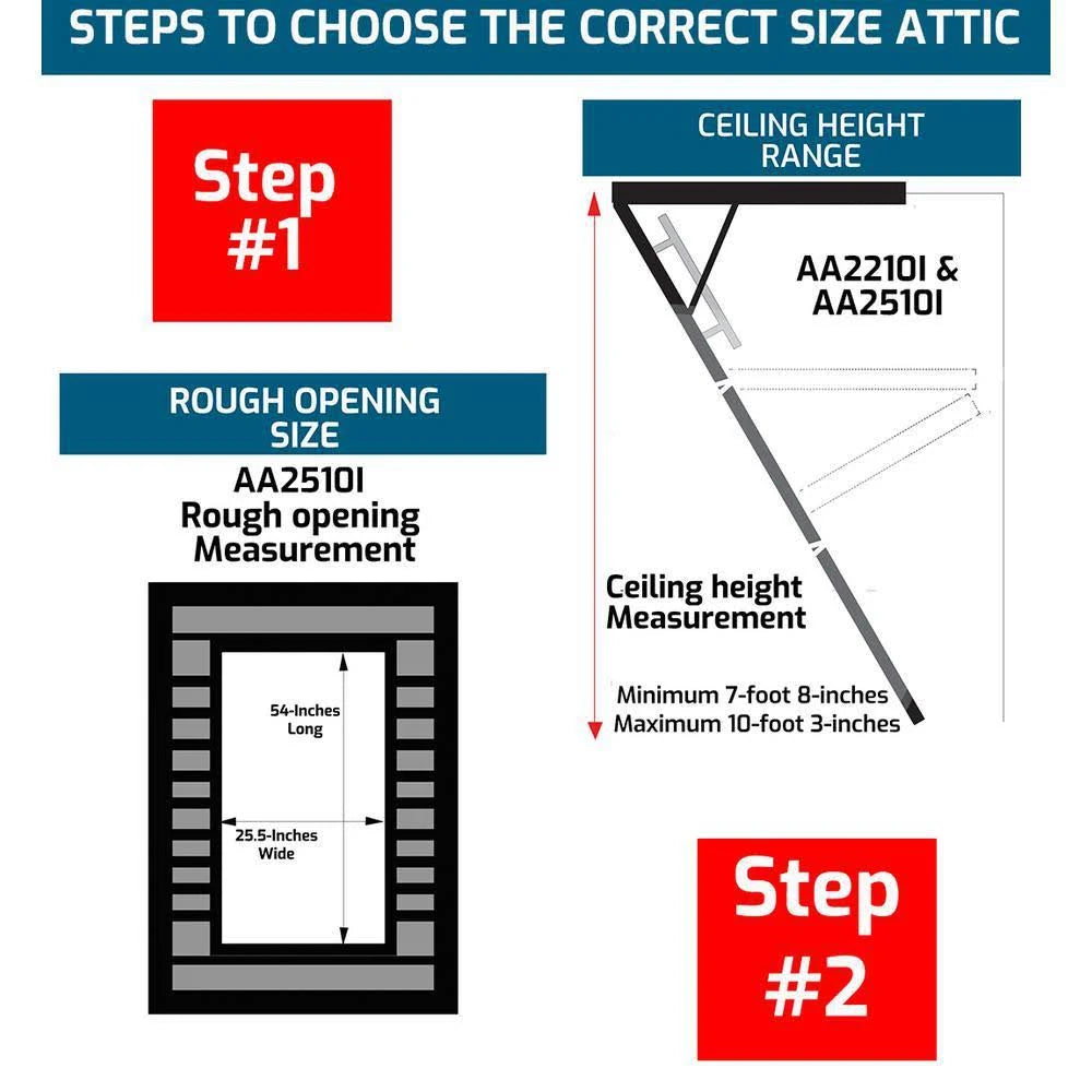 Aluminum Attic Ladder, 7 ft. 8 in. to 10 ft. 3 in., 25.5 in. x 54 in., 375 lbs. Maximum Load Capacity J552778