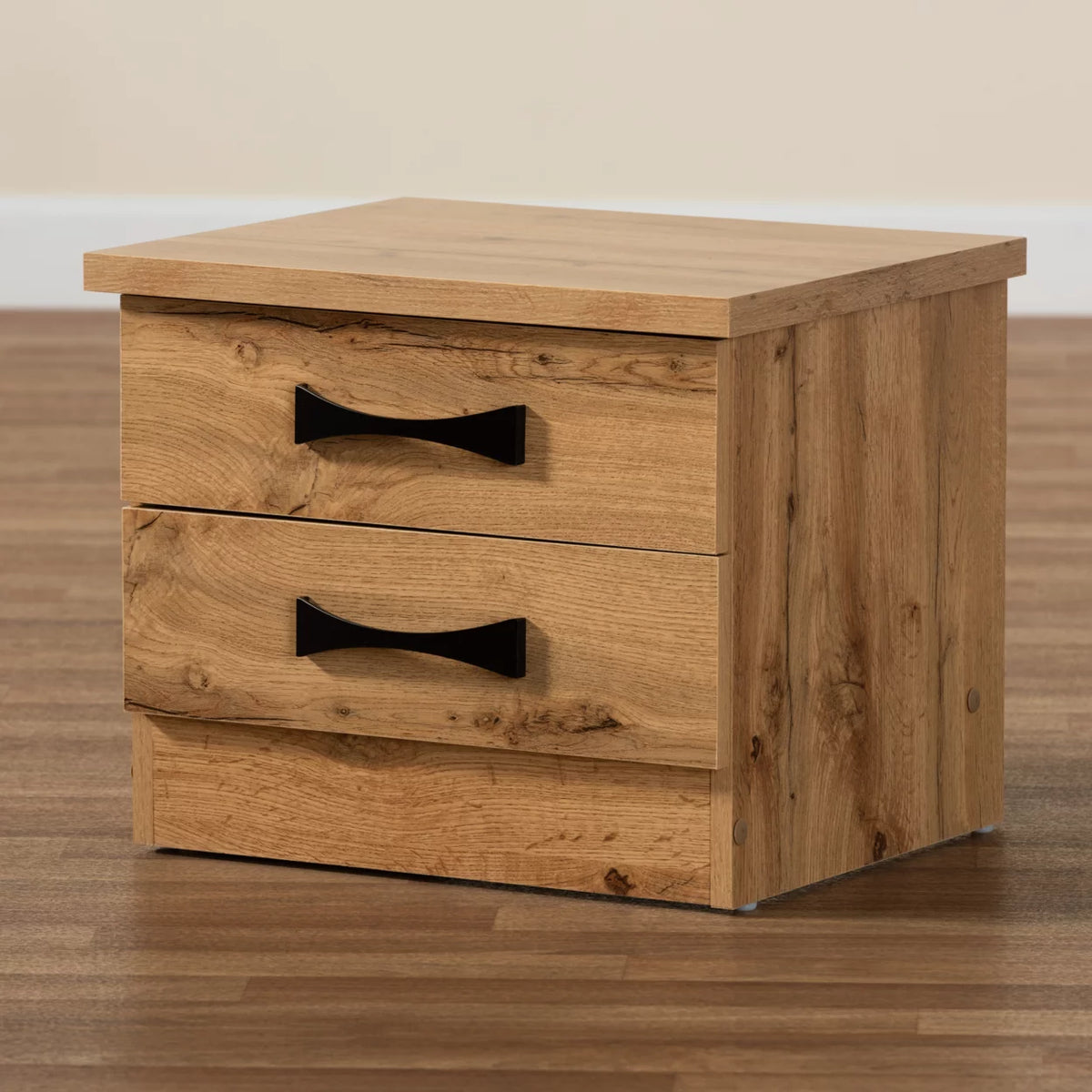 Oak Brown Wood 2-Drawer Nightstand C27993