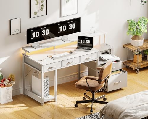 55 Inch Black Computer Desk with 3 Drawers A518137