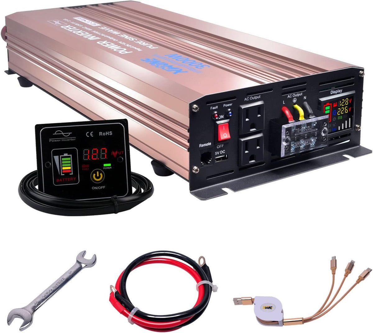 4000 Watts Pure Sine Wave Power Inverter with Remote Control and LED Display I877198