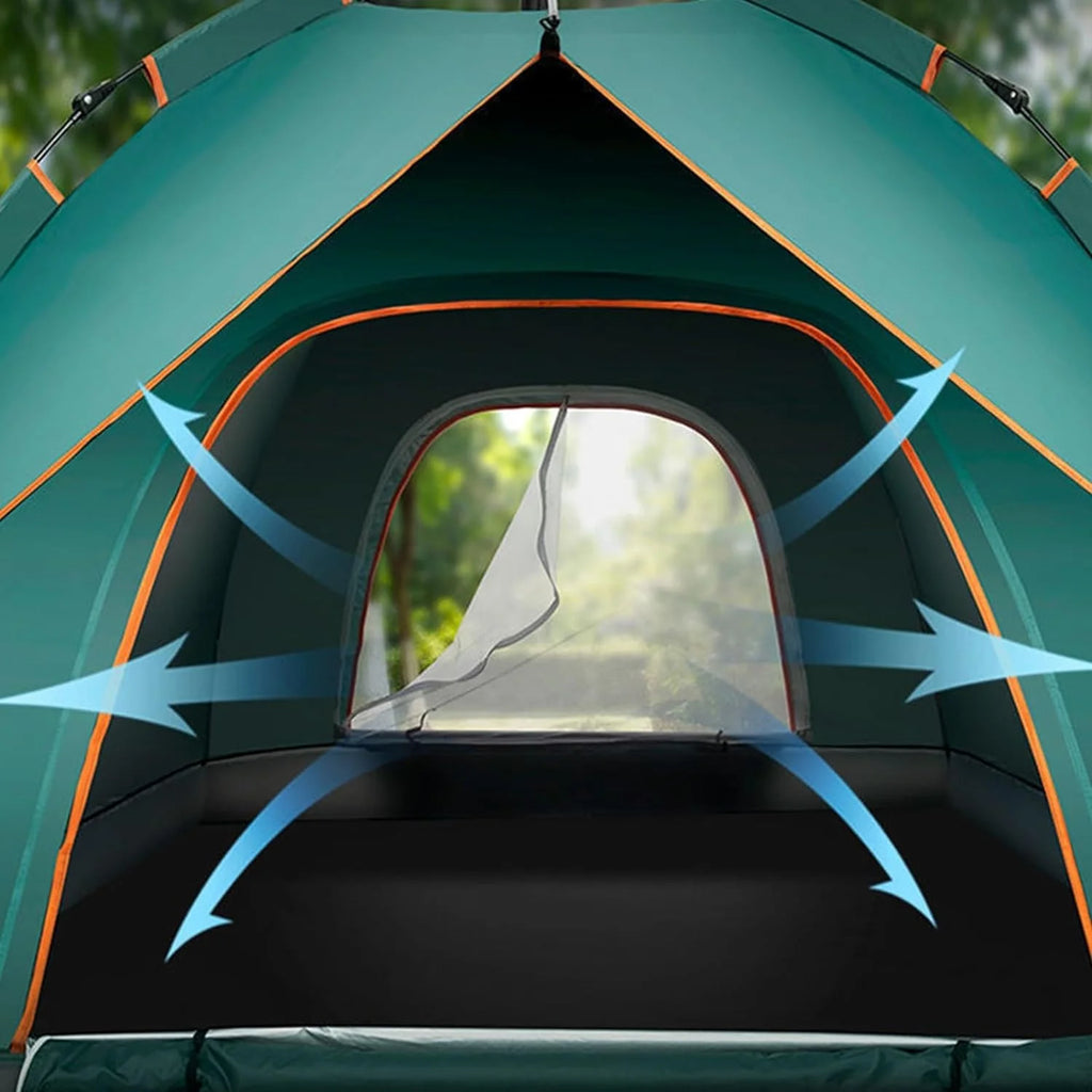 4 Person Pop up Camping Tent, Green Z95642