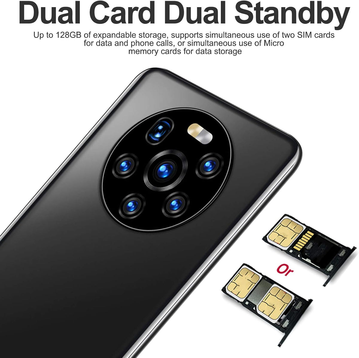 Unlocked Smartphone with Dual SIM Card 128GB Expandable Storage F81786