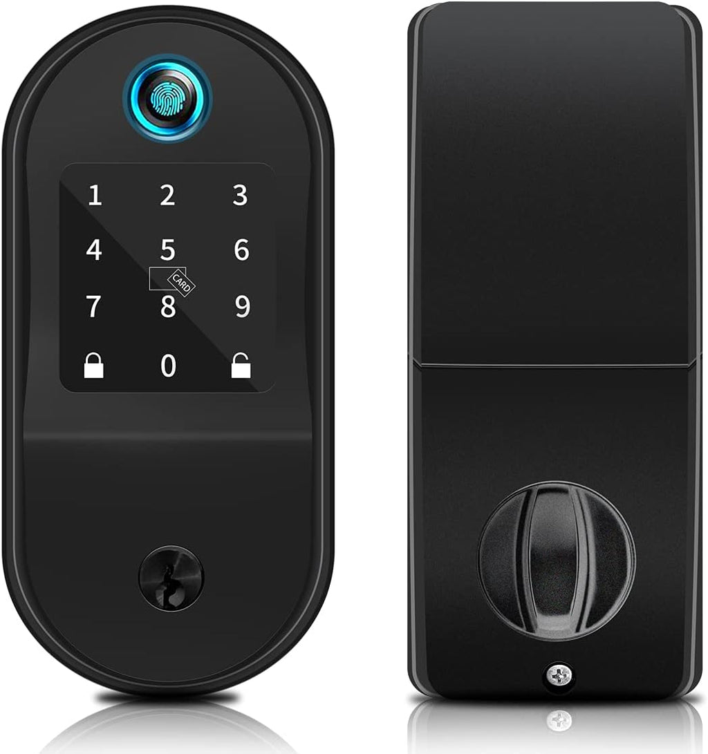 Smart Keyless Entry Door Lock with Bluetooth Fingerprint Deadbolt, Touchscreen Keypad, Card, Keys W6708