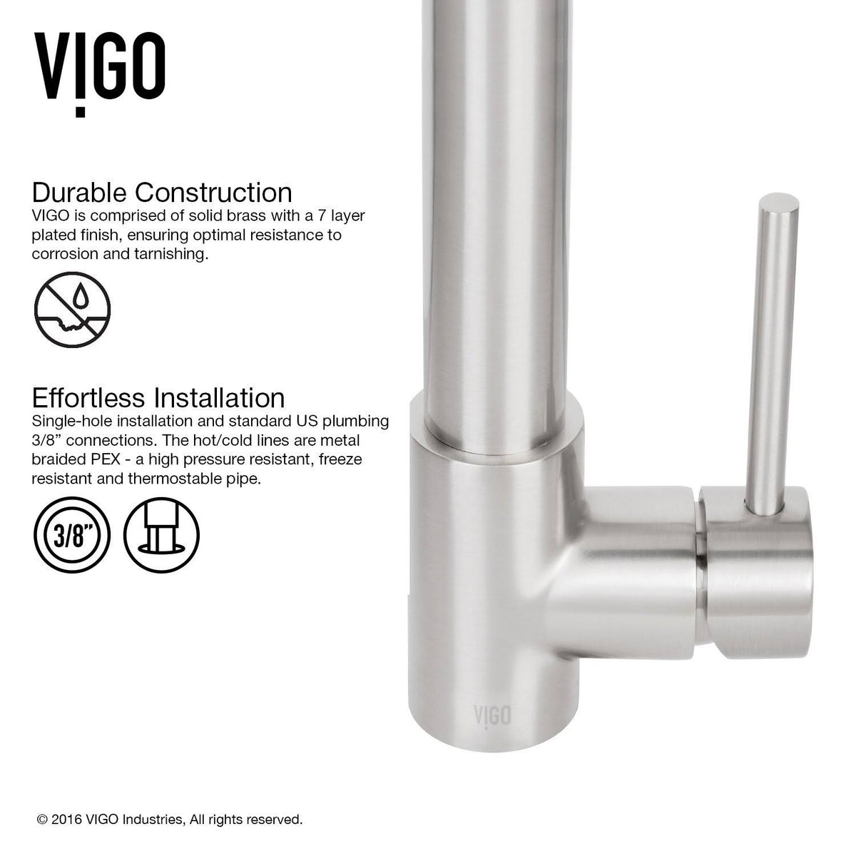 Stainless Steel Pull-Down Spray Kitchen Faucet with Deck Plate E674435