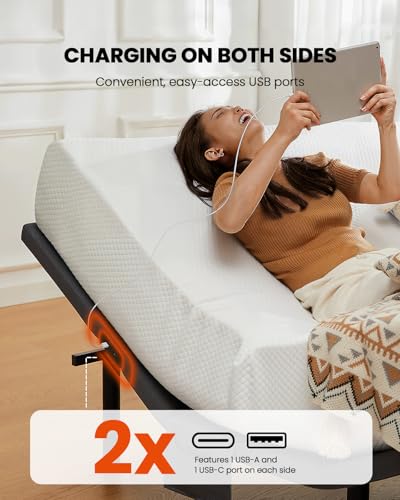 Queen Adjustable Bed Frame with Massage, Wireless Remote, USB Ports Y71201
