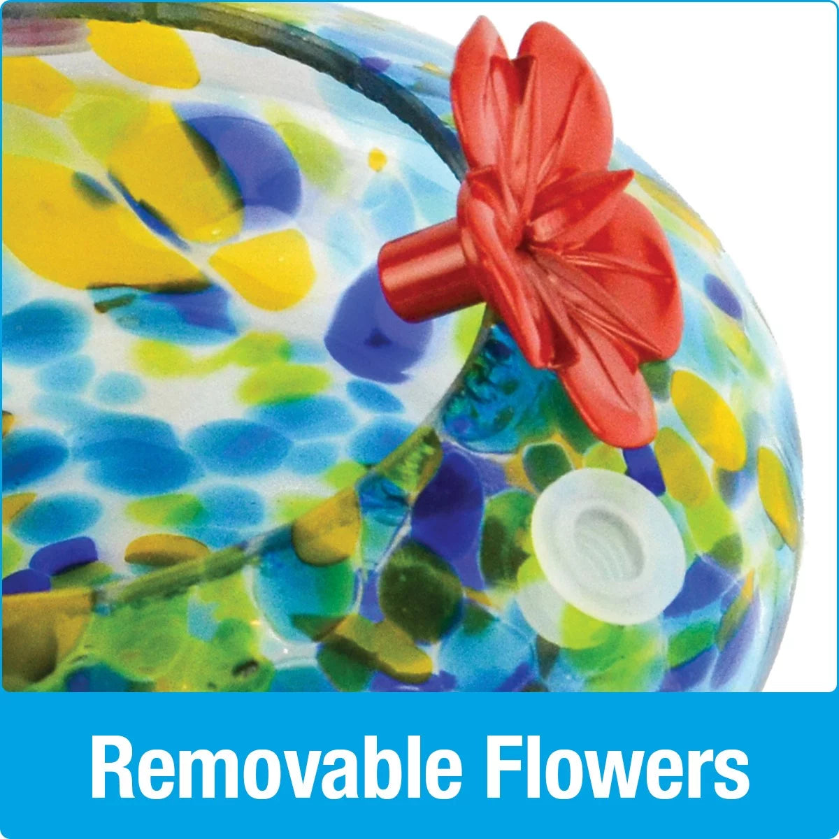 Artisan Glass Solar-Powered Hummingbird Feeder 16 oz F5686