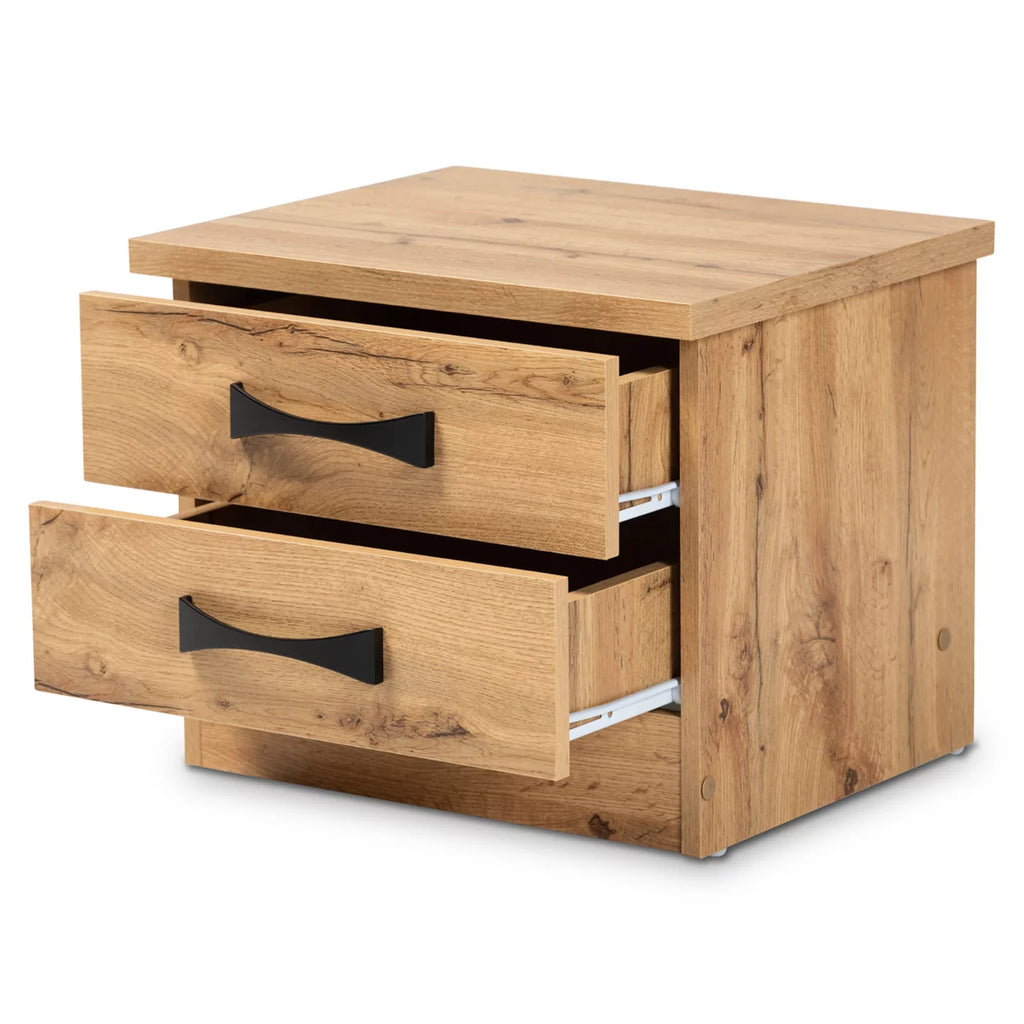 Oak Brown Wood 2-Drawer Nightstand C27993
