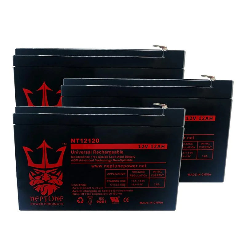 3 Pack 12V 12Ah Replacement Electric Scooter Battery Y7858