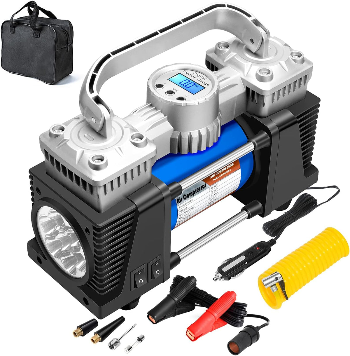 Pack of 2 Portable 12Volt 150PSI Tire Inflator Air Compressor with Digital Pressure Gauge N526538