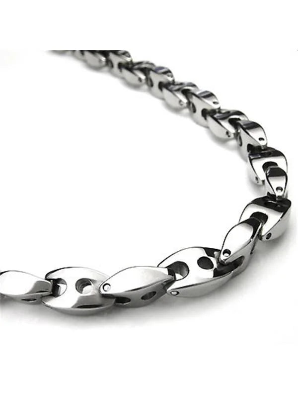 Titanium Men's 7mm High Polish Chrome Link Necklace Chain 24" F1291