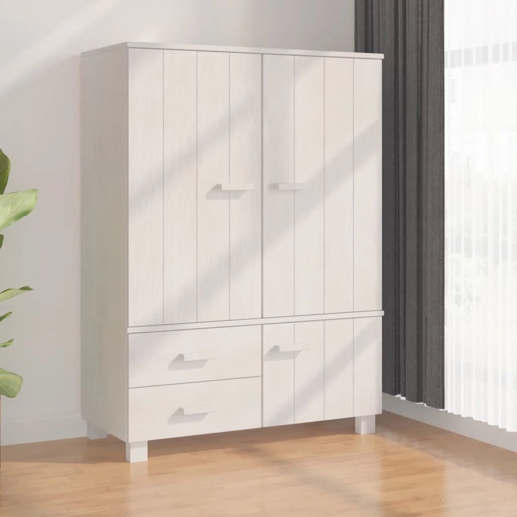 Pine Wood Wardrobe with Doors and Drawers K62272