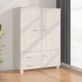 Pine Wood Wardrobe with Doors and Drawers K62272