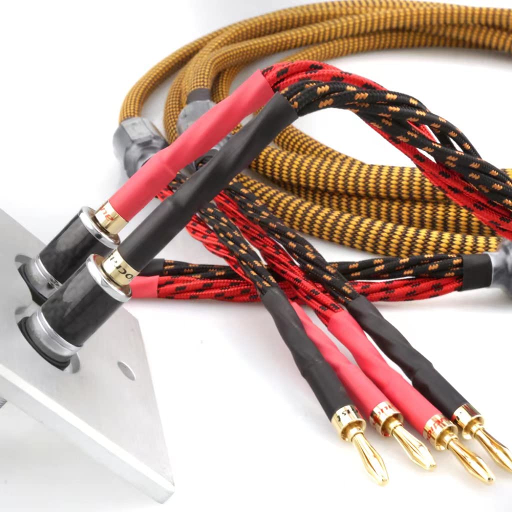 OFC Audiophile Speaker Cable with 8 Banana Plugs, 9.89ft 3m Nylon Braid S3931