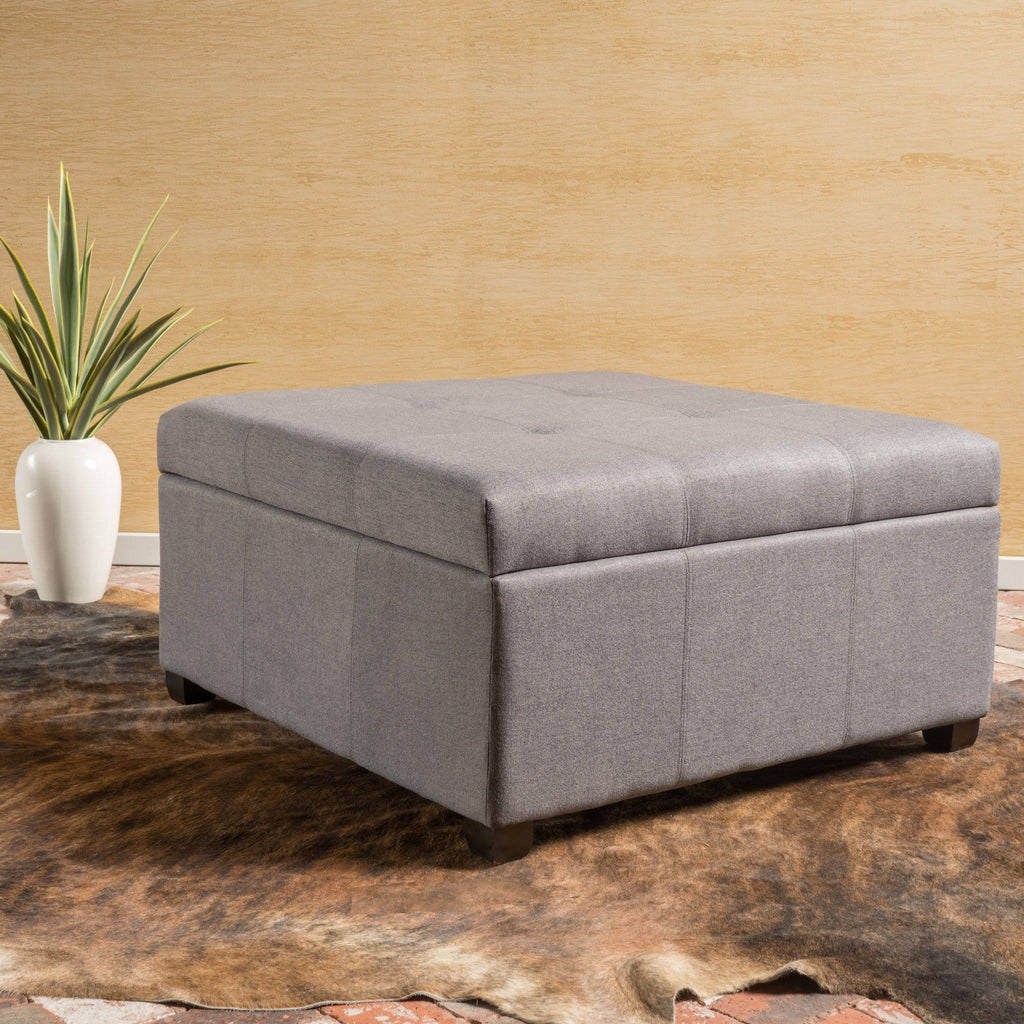 Dark Gray Fabric Storage Ottoman F839