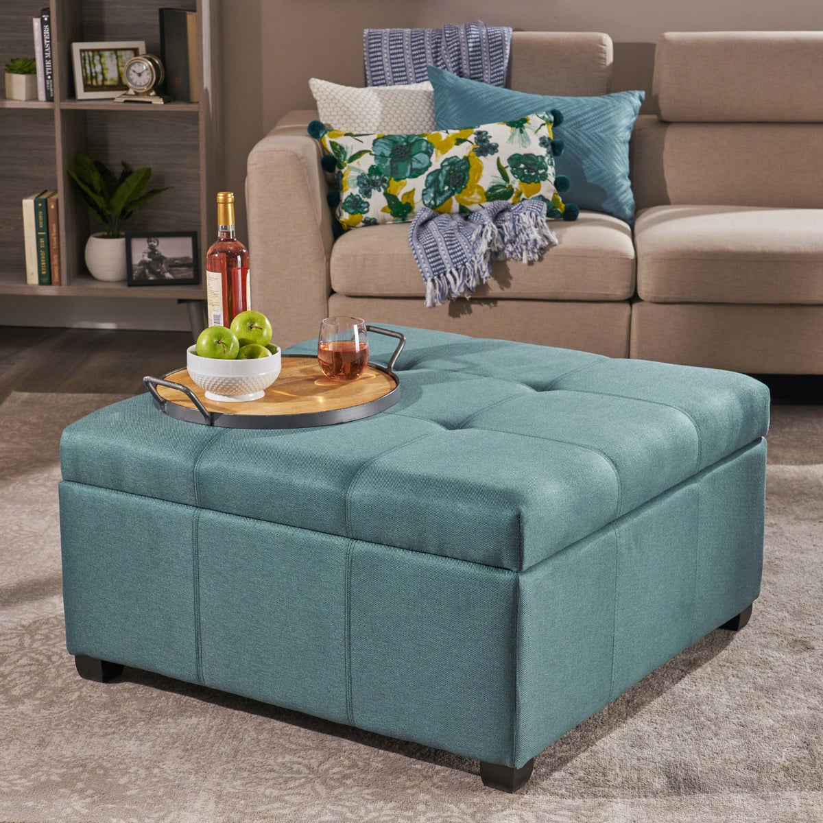 Dark Gray Fabric Storage Ottoman F839