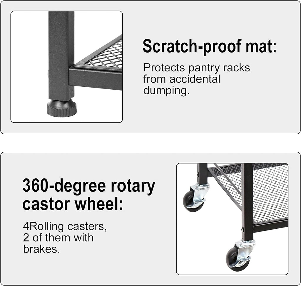 4-Tier Industrial Wood Serving Cart with Wheels X220