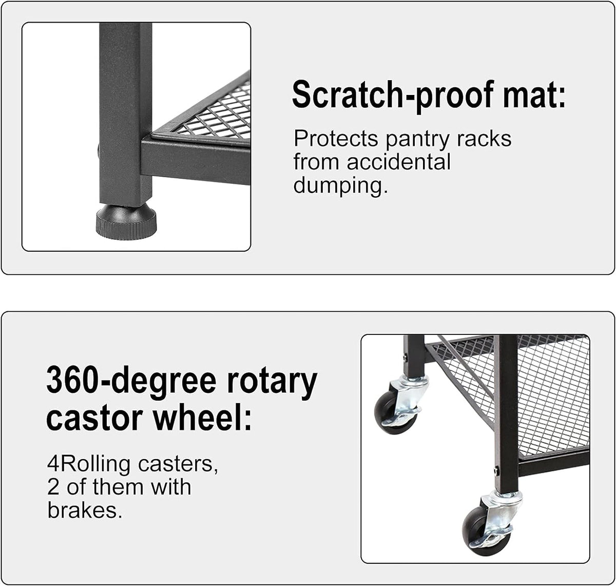 4-Tier Industrial Wood Serving Cart with Wheels X220