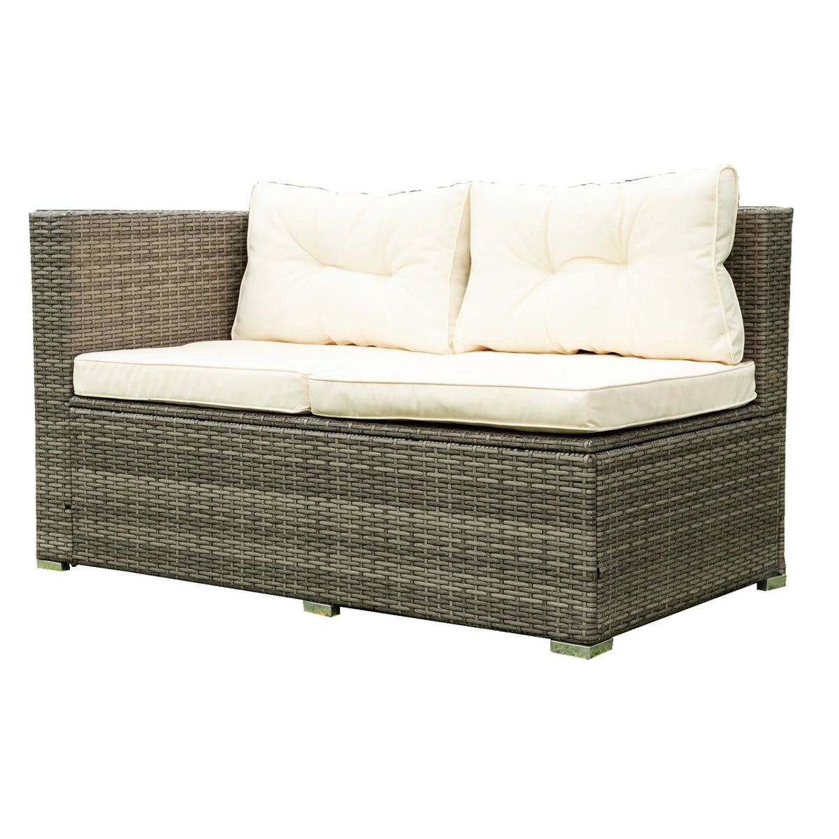 Creme 4 Piece Patio Sectional Wicker Rattan Outdoor Furniture Sofa Set with Storage Box D4560