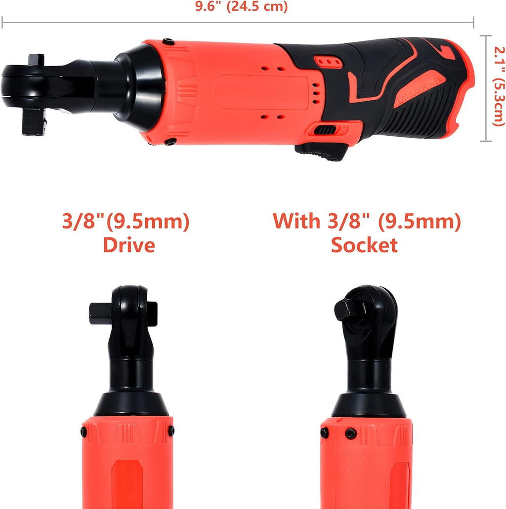 12V 3/8" Cordless Ratchet Wrench Set, 2 Pack F569348