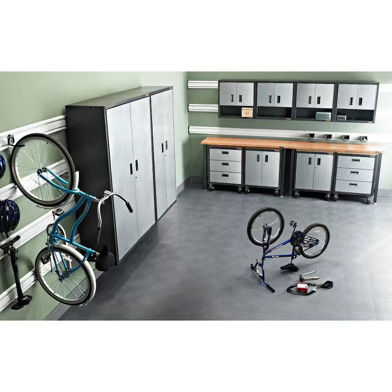 Steel Freestanding Garage Cabinet in Silver Tread F38290