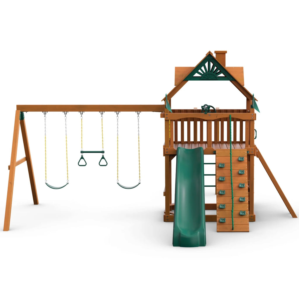 Wooden Swing Set with Monkey Bars and Picnic Table P566