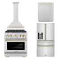 30 In. Gas Range, Range Hood, Refrigerator, and Dishwasher in Stainless Steel T75954