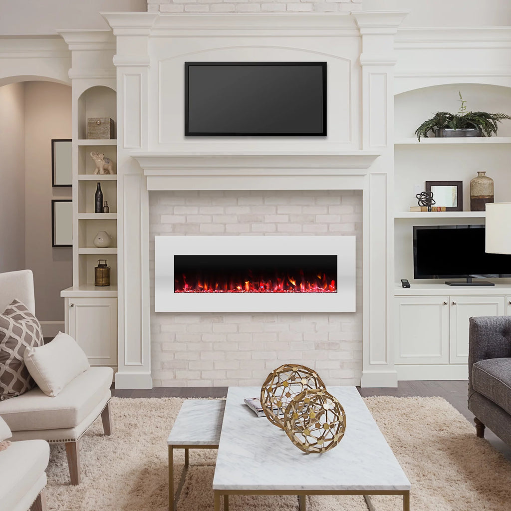 50-inch Wall Mounted Electric Fireplace with Remote White A156