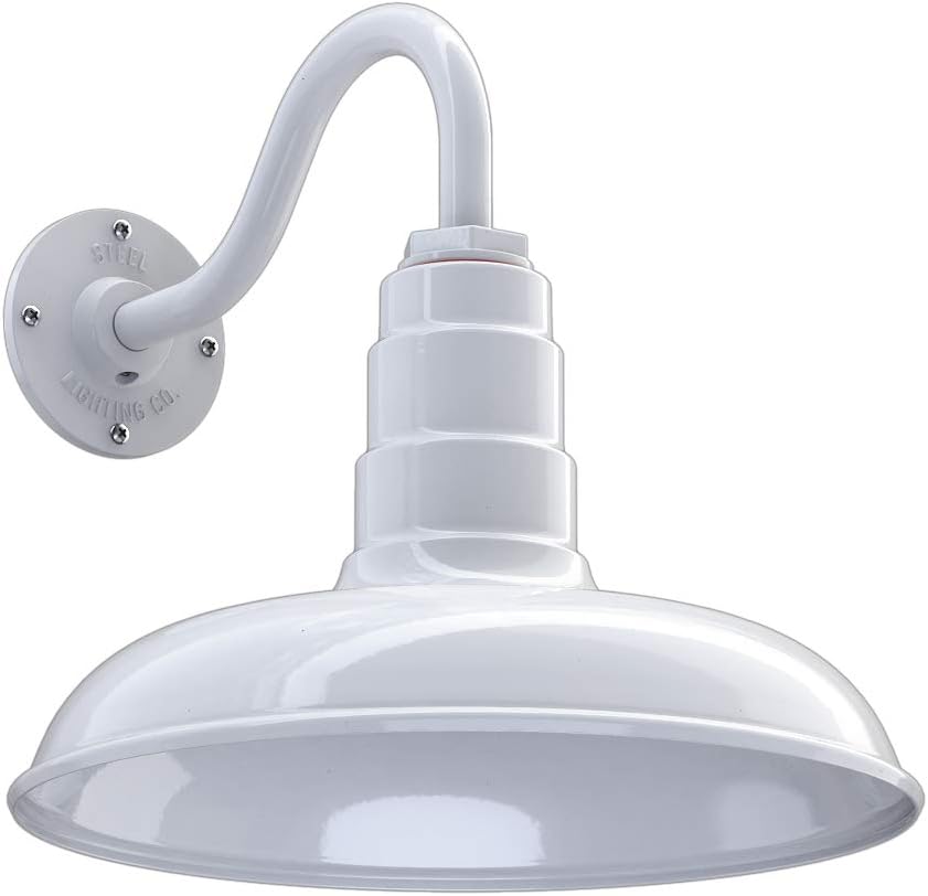 Green Steel Dome Gooseneck Barn Light H350