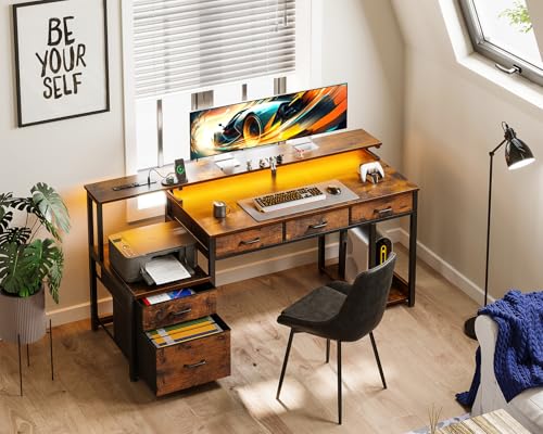 55 Inch Black Computer Desk with 3 Drawers A518137