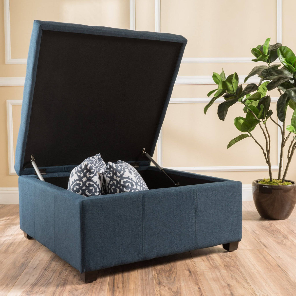 Dark Gray Fabric Storage Ottoman F839