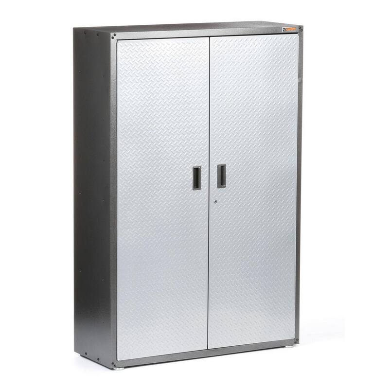 Steel Freestanding Garage Cabinet in Silver Tread F38290