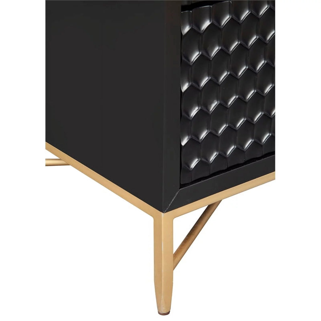 5 Drawer Chest and Wood Desk Set in Black N304