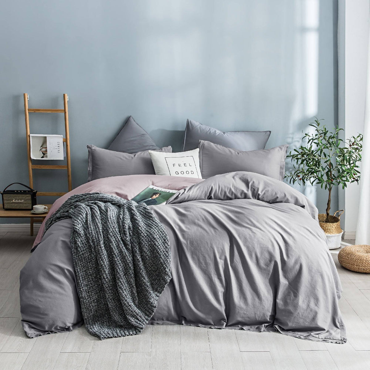 King Garment Washed Cotton Duvet Cover Set F7646