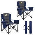 Oversized 2 Pack Heavy Duty Folding Camp Chair with Carry Bag, Cooler, Cup Holder Black V145835