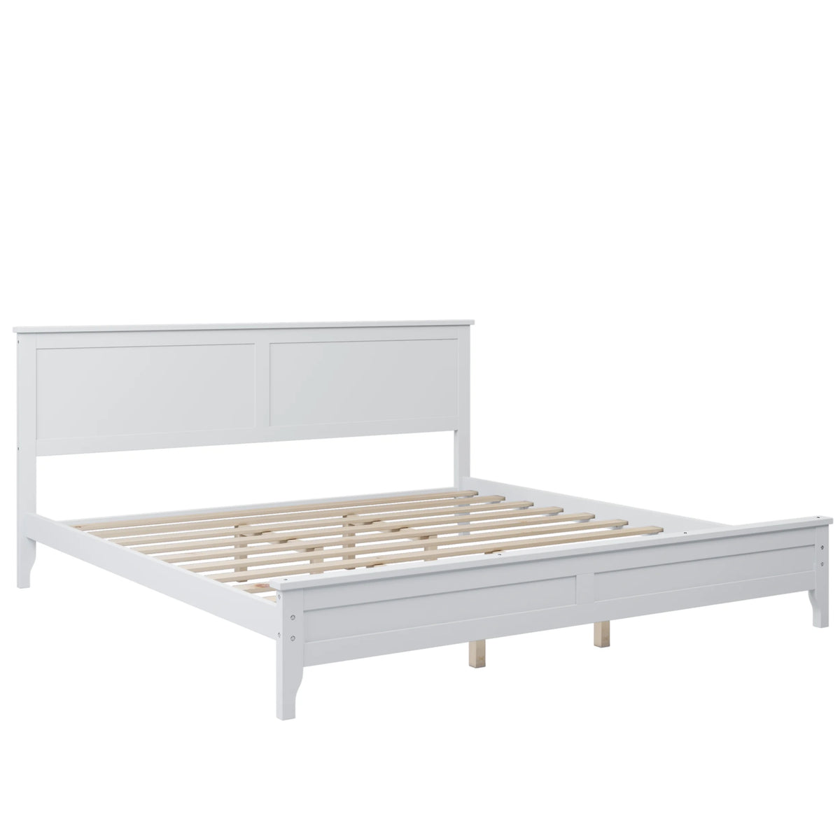 Modern White Solid Wood King Platform Bed Y7922