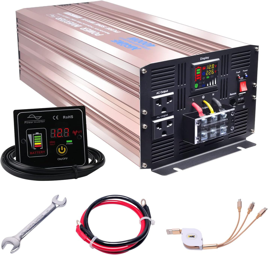 4000 Watts Pure Sine Wave Power Inverter with Remote Control and LED Display I877198