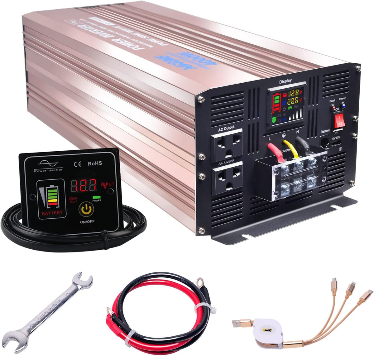 4000 Watts Pure Sine Wave Power Inverter with Remote Control and LED Display I877198